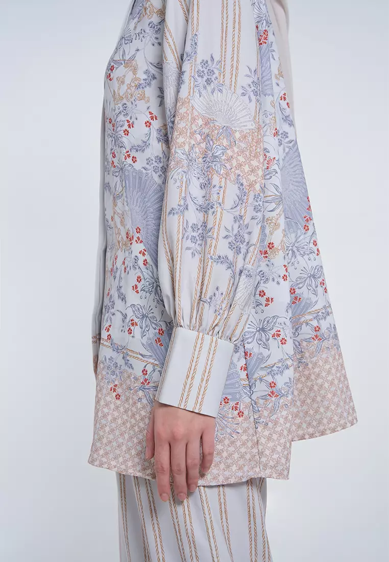 Kami Kemayu Bishop Sleeve Top Ash Blue