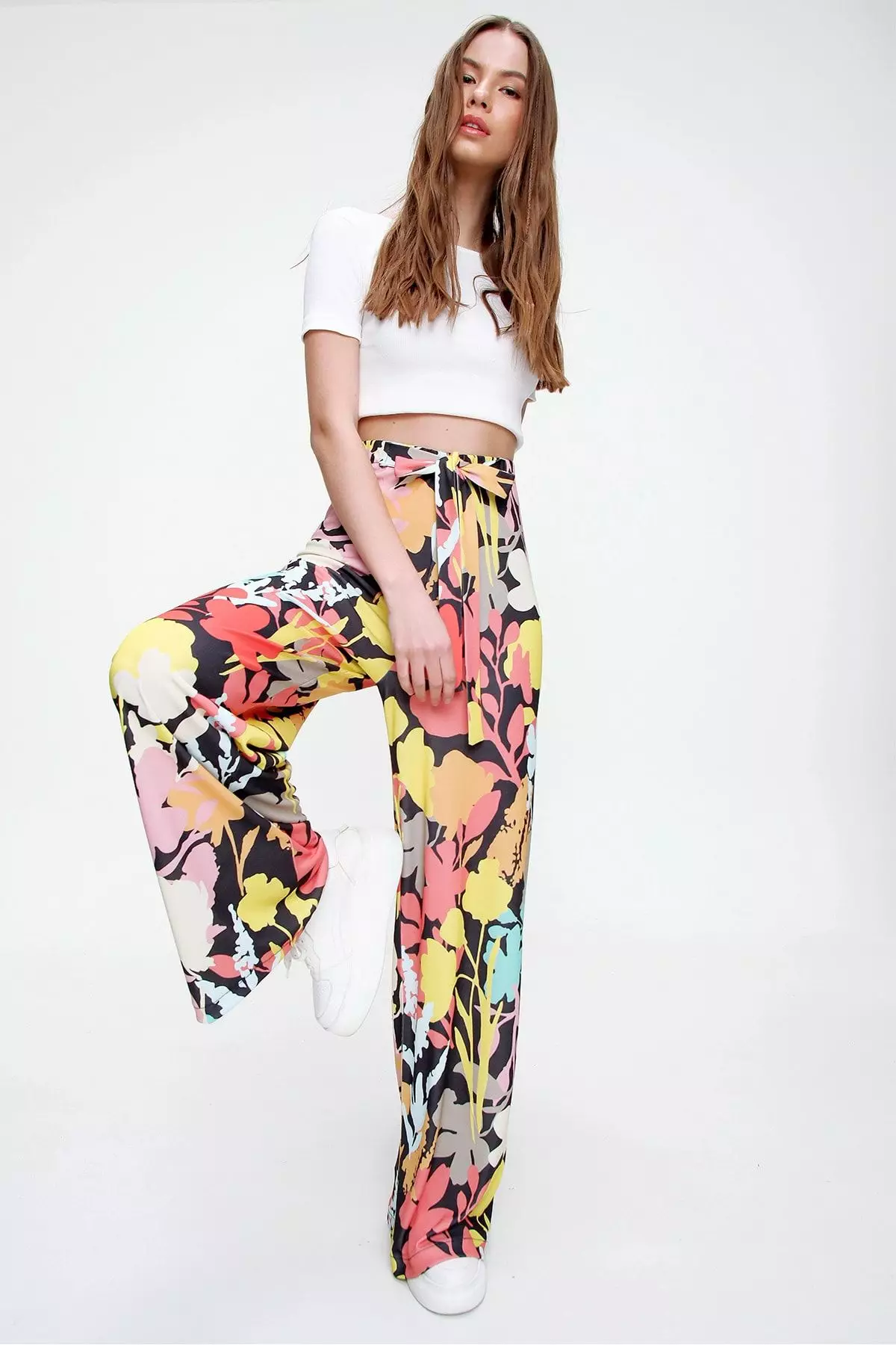 Patterned Casual Cut Trousers