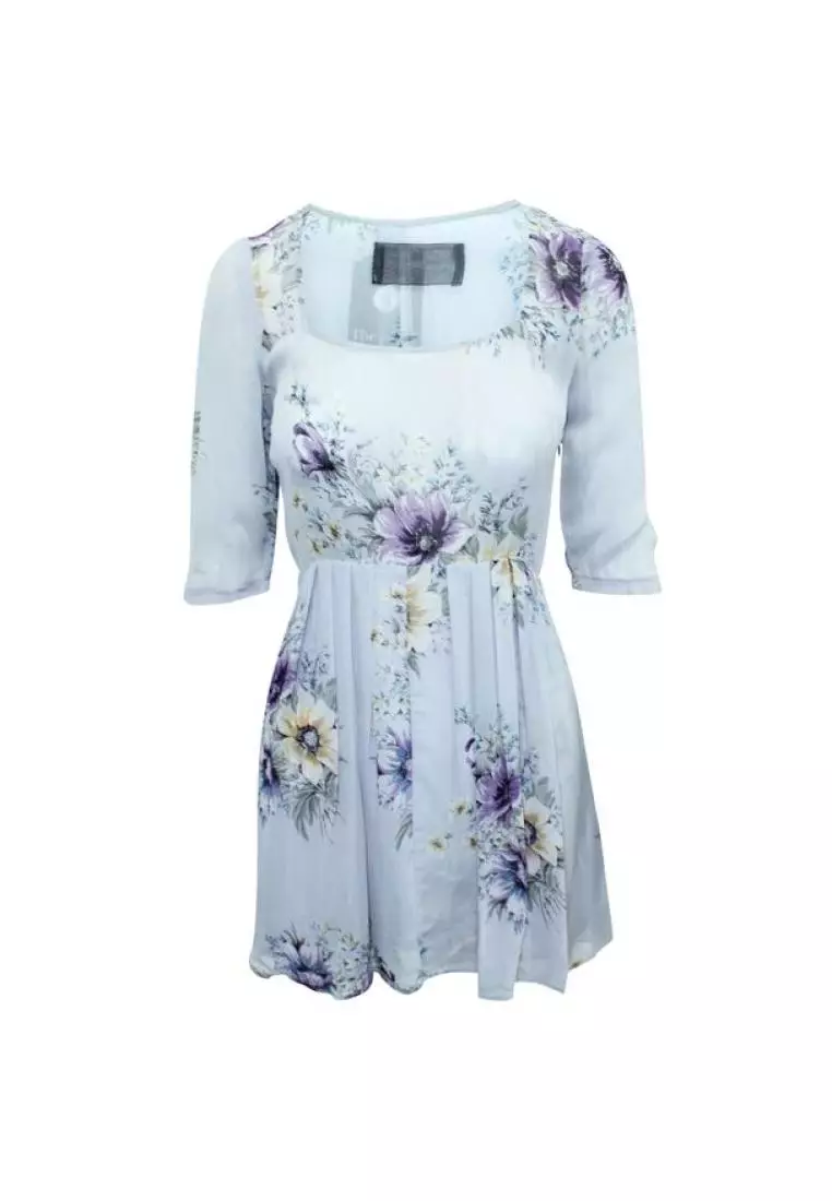 Purple and white floral dress hotsell
