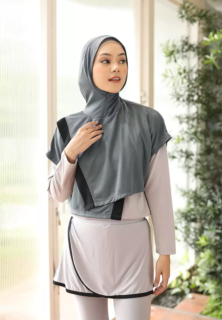 Zelena - Iona Vest Hijab | Rompi Hijab Olahraga Wanita Tenis Padel - Dark Grey