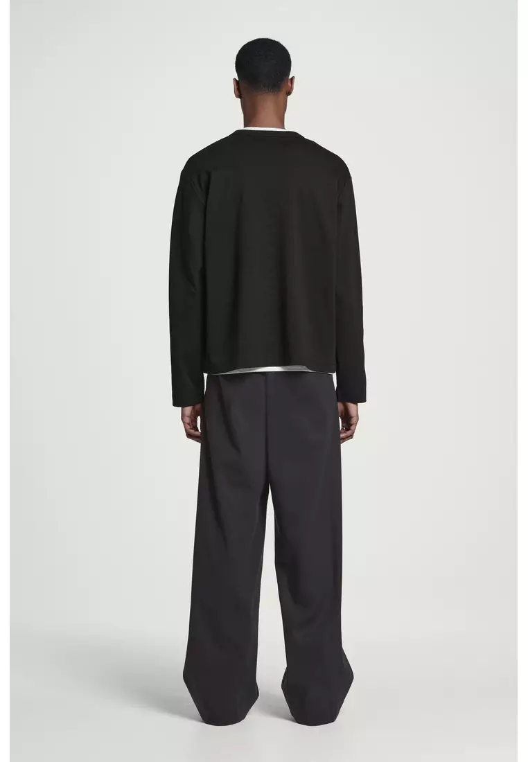 RELAXED JERSEY INTERLOCK LONG-SLEEVED T-SHIRT