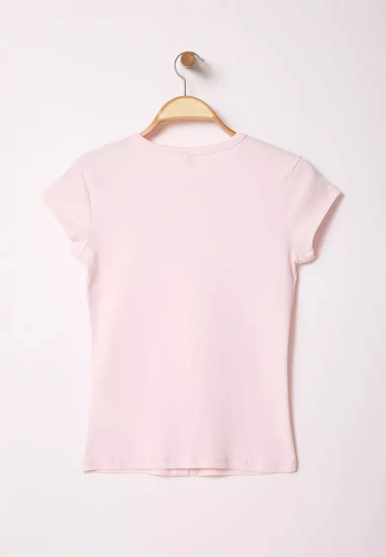 Pink Button Fitted/Body Fitted Knitted Blouse Twoss25Bz00281