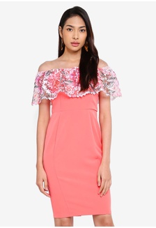 Jual Chic Simple Shimmer Lace Wrap Dress Original Zalora Indonesia
