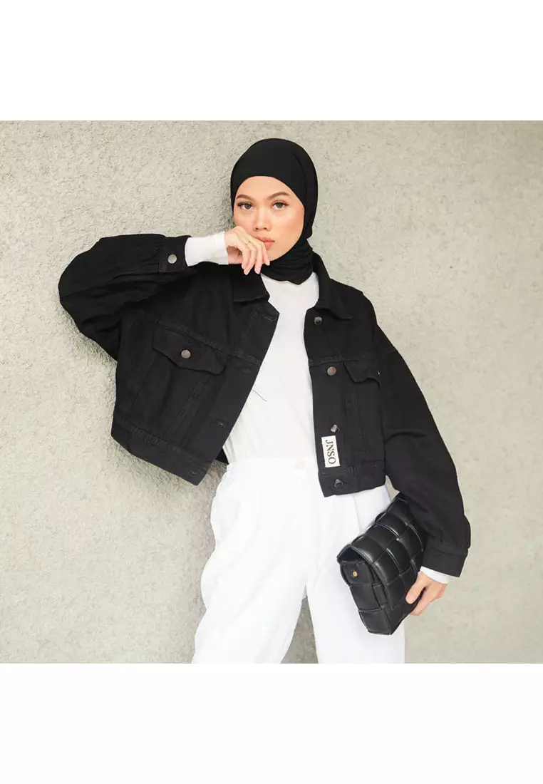 Jaket Crop Jeans Oversize Urban Black