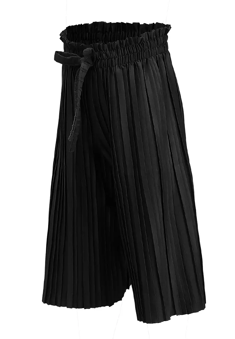 Yocelyn Kulot Plisket Anak Perempuan Motif Polos Kid Long Pants Material Hyget ORIGINAL - Black