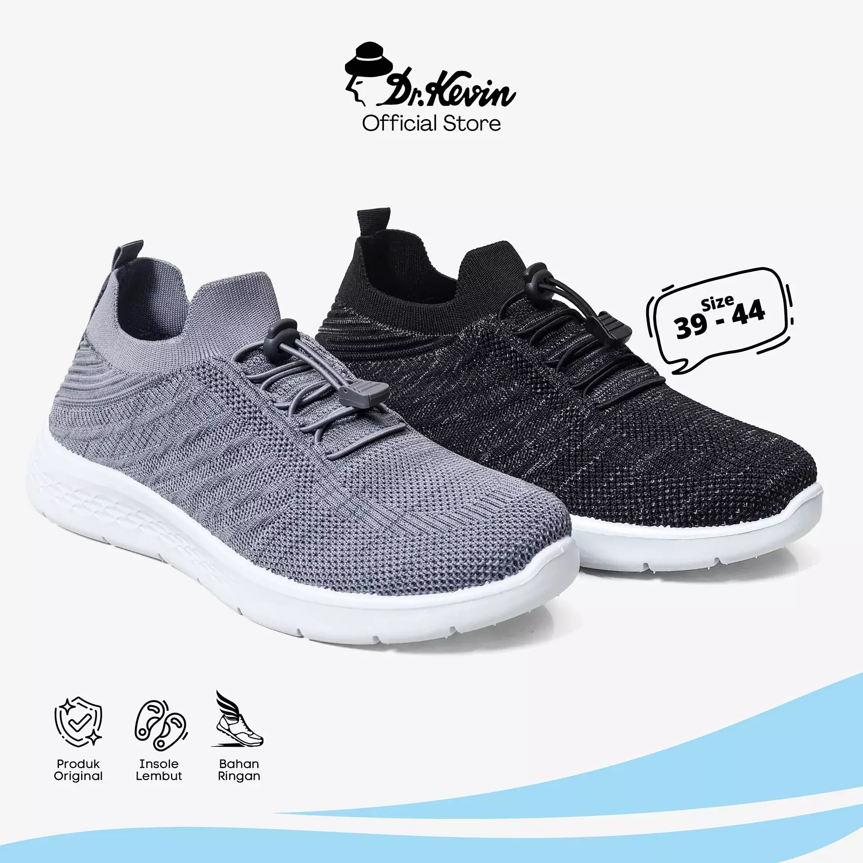 Dr. Kevin Sepatu Sport Pria Men Sneakers Sekolah Flyknit Tali 889-086