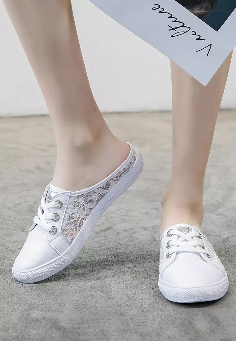Comfortable Lace Stitched Leather Slip-Ons RX9917