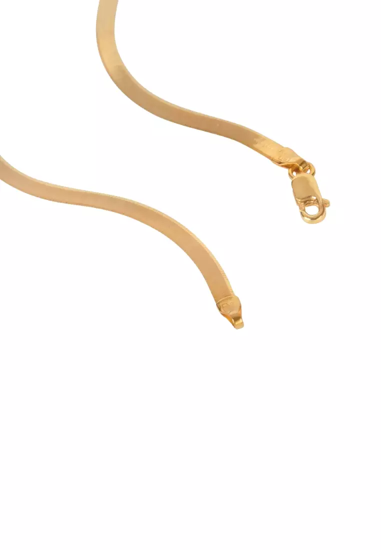 Bold Herringbone Chain Necklace 14k Gold- 16 inches
