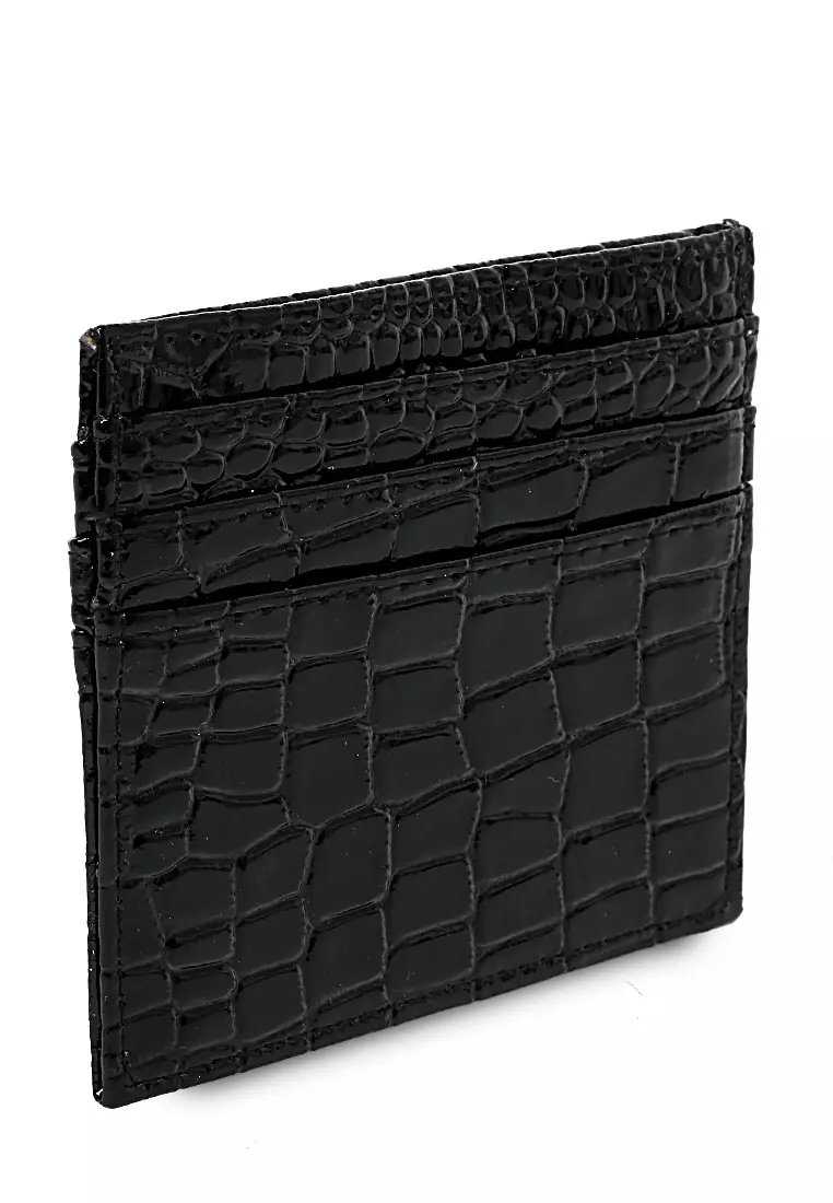 Card Holder Material Croco Dompet Kartu Wanita 6 Slot + 1 Slot Money - Hitam