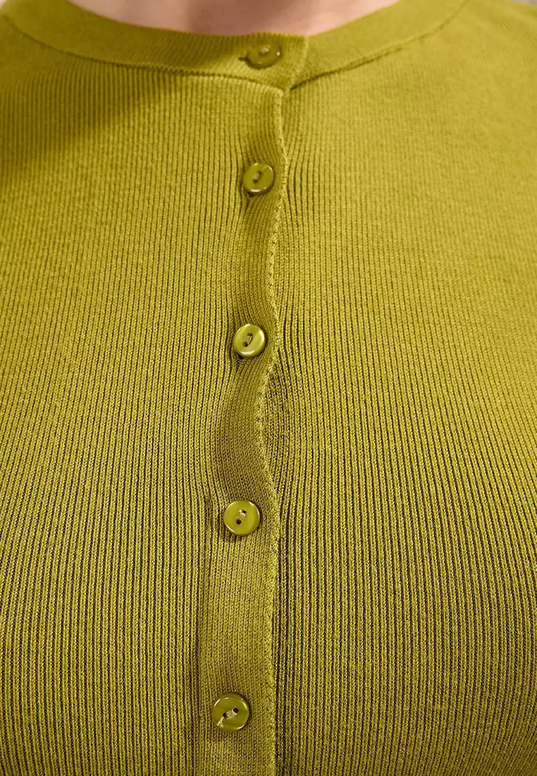 Oil Green Bicycle Neck Knitwear Thin Blouse Twoss25Bz00300