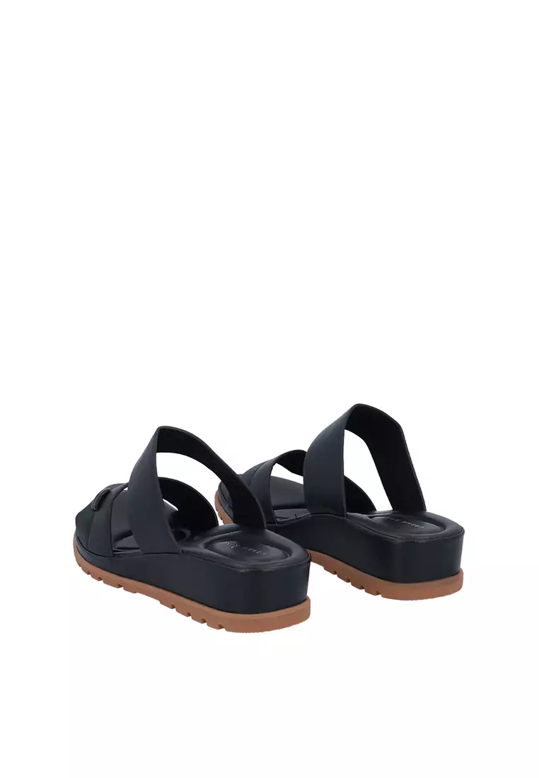 Black CR Lisa Double Strap Sandals