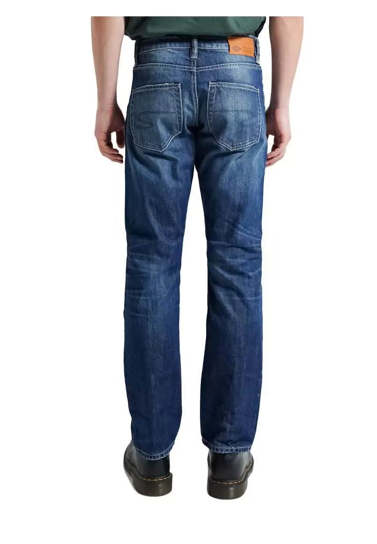 Lee Cooper Tapered Fit Jeans Arthur Repaired Medium Blue