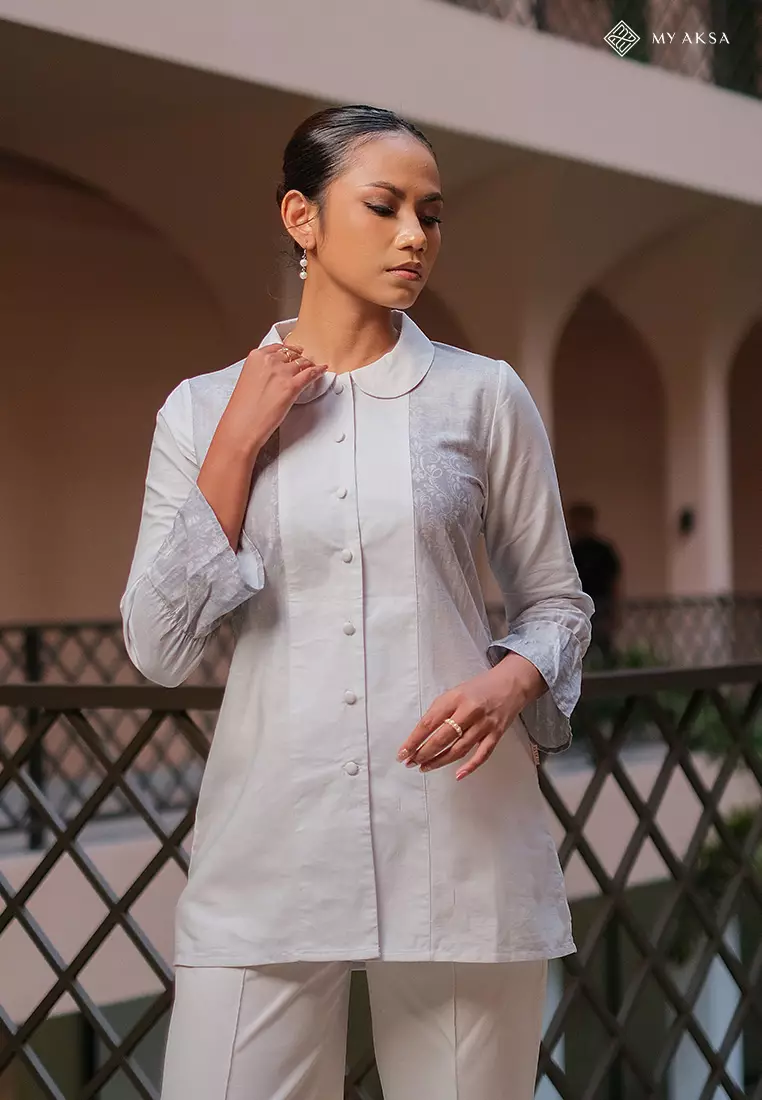 My Aksa Tunik Batik Wanita Lengan Panjang Al Barra Grey
