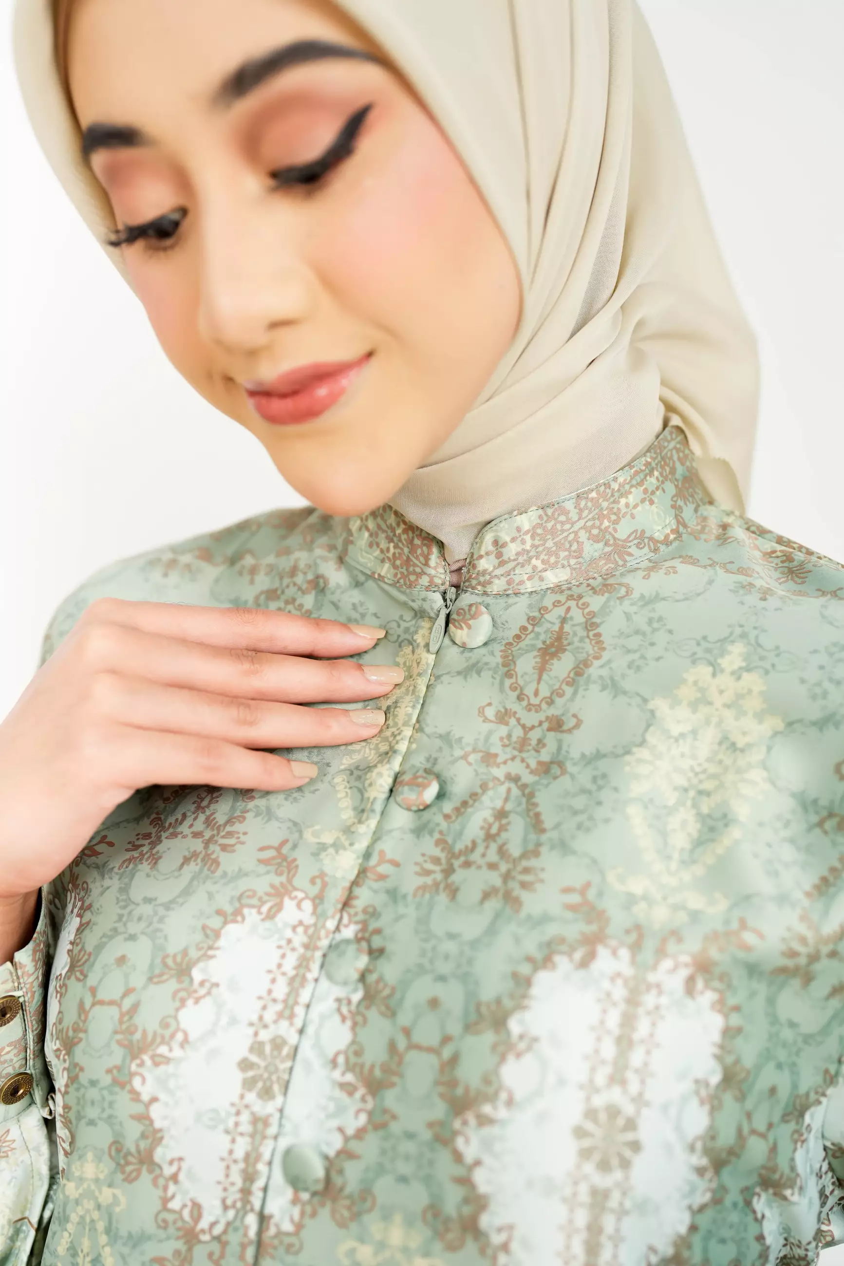 Sarimbit Arunika Sage Green Wanita  Gamis Dress