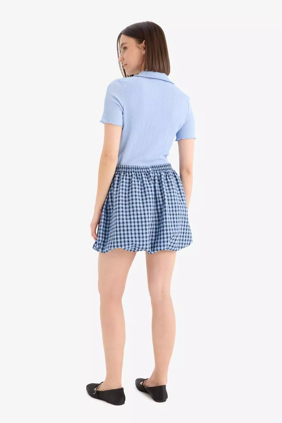 Cool Balloon Fit Checked Mini Skirt F2011Ax25Sm