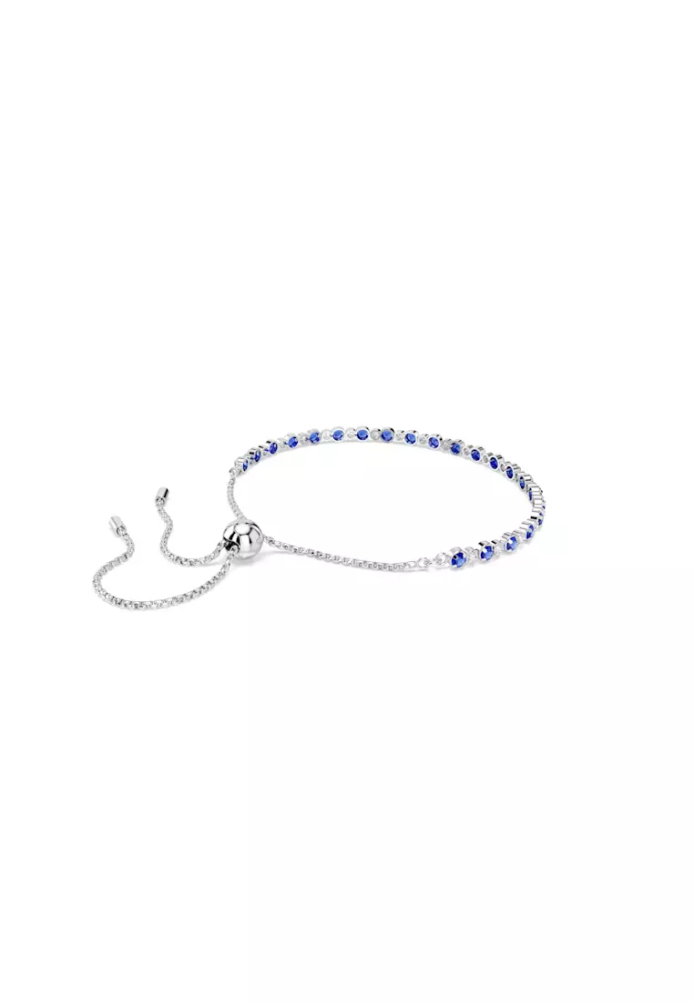 Matrix Tennis bracelet, Mixed round cuts, Pink, Rhodium plated