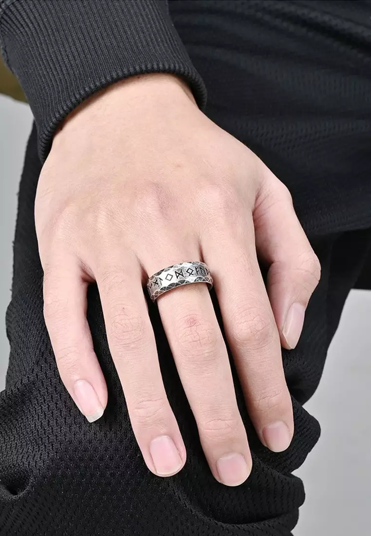 Buy LYCKA JSC3120 LYCKA S316 Stainless Steel Viking Runes Ring