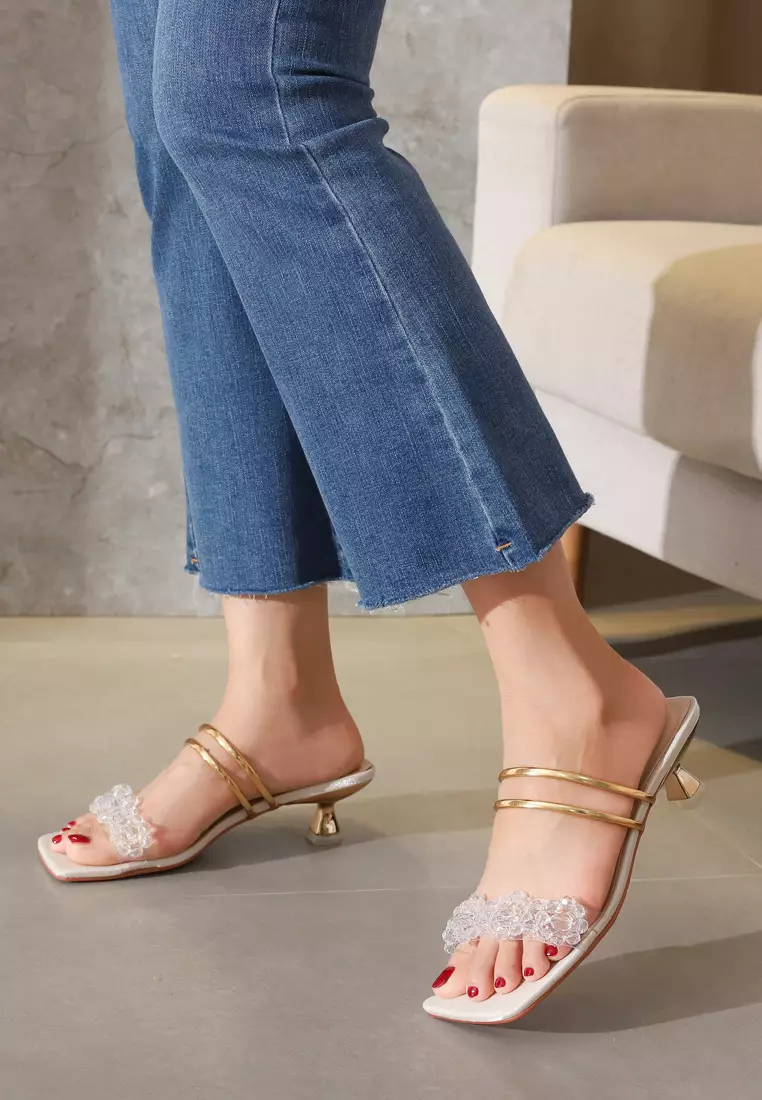 Rhinestone Buckle Mule Heels 8745-3