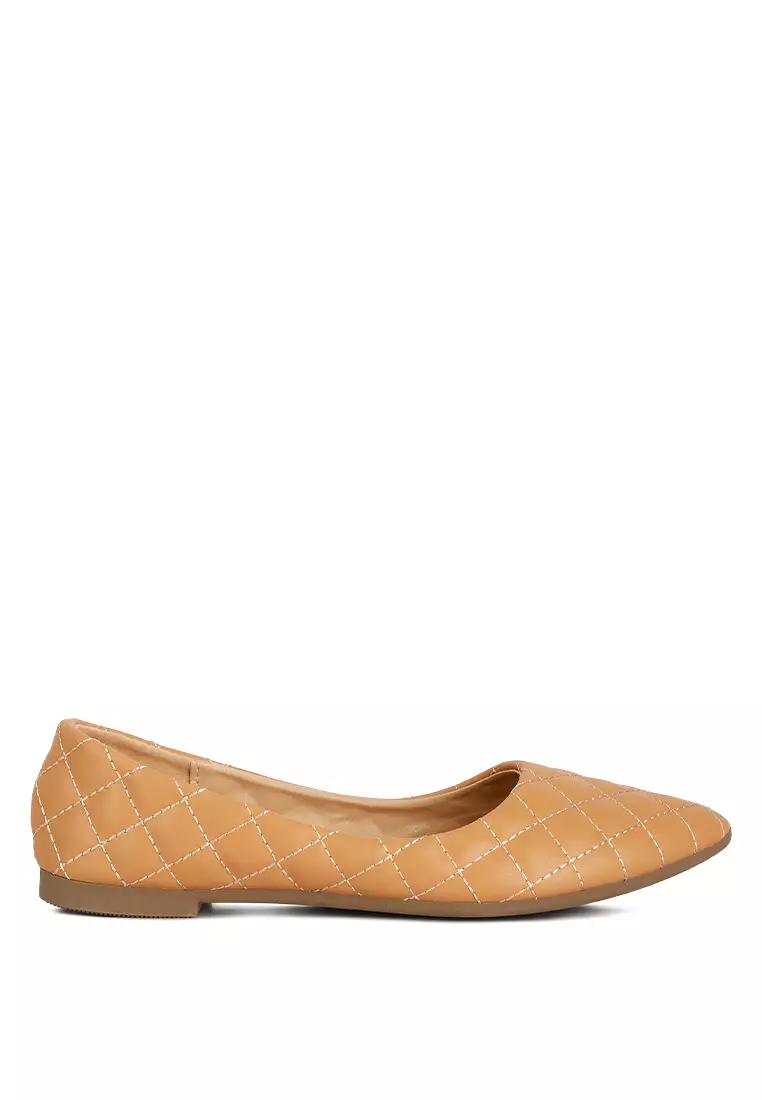 Discount on London Rag  shoes - SKU: Beige Quilted Ballet Flats