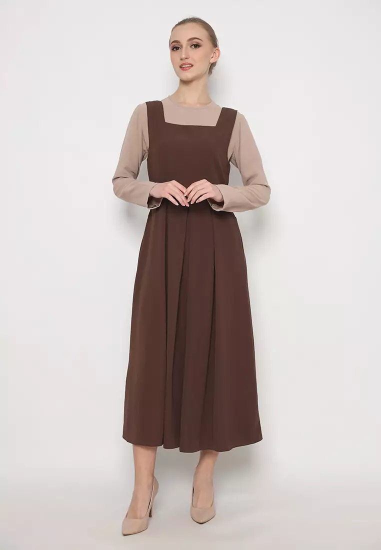 Alisha Overall Dress  Dark Brown