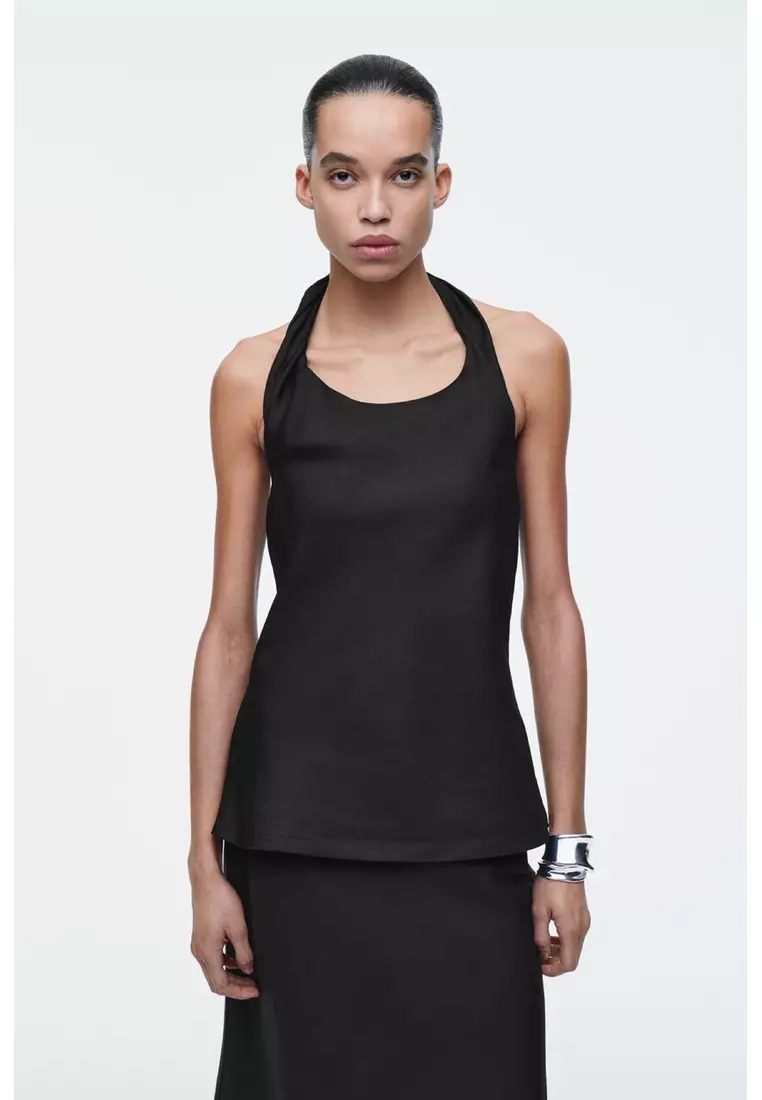 Buy COS TWIST-DETAIL LINEN-BLEND TOP 2026 Online | ZALORA