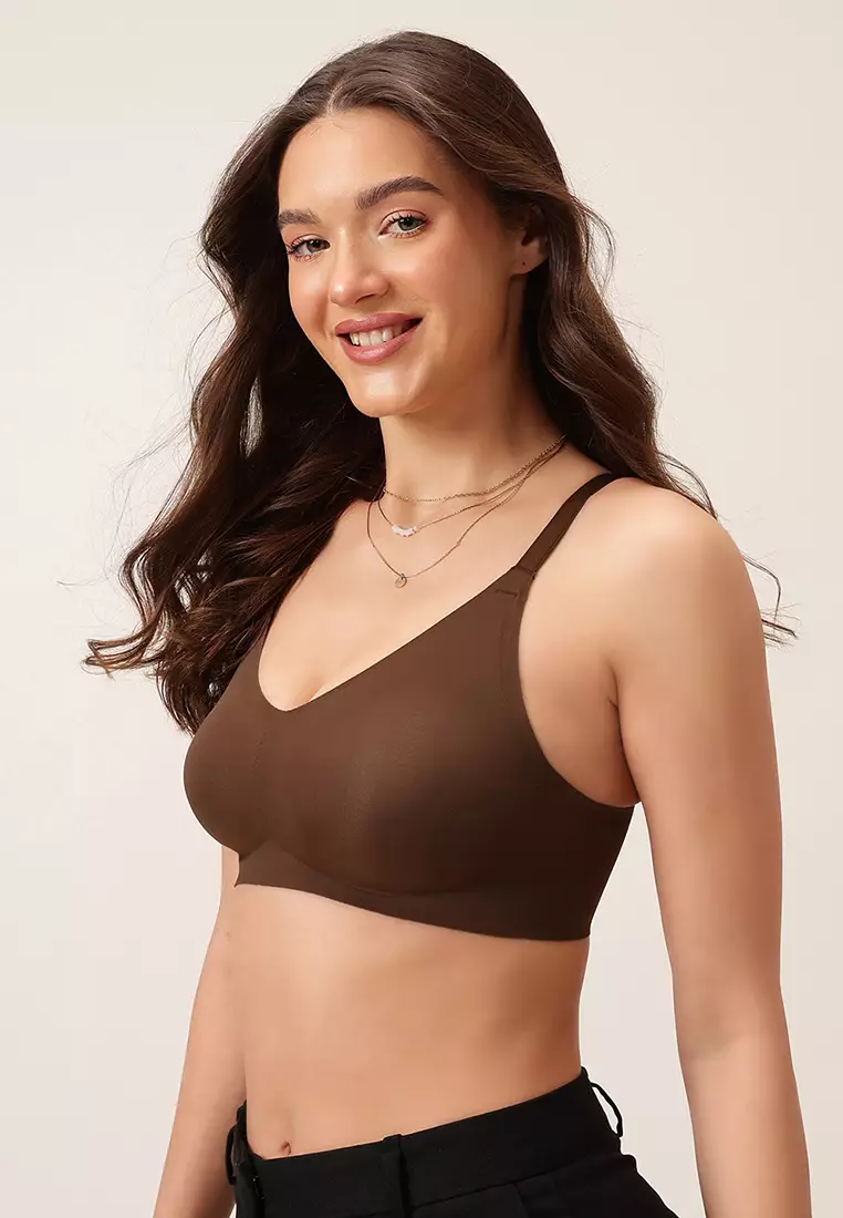 Clovia Non-Padded Non-Wired Full Coverage Seamless Bra in Dark Brown