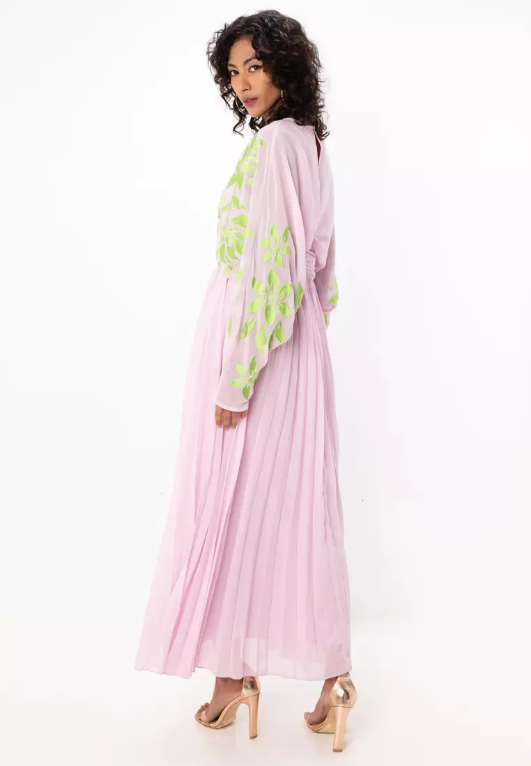 Batwing Pleated Maxi Dress