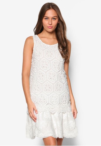 蕾絲無袖連身裙, 服飾, 洋zalora 手錶裝