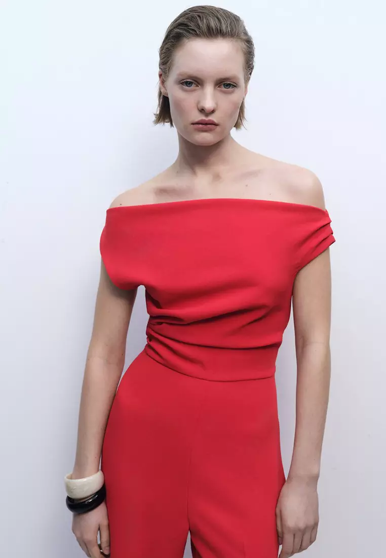 Long Asymmetrical Draped Jumpsuit