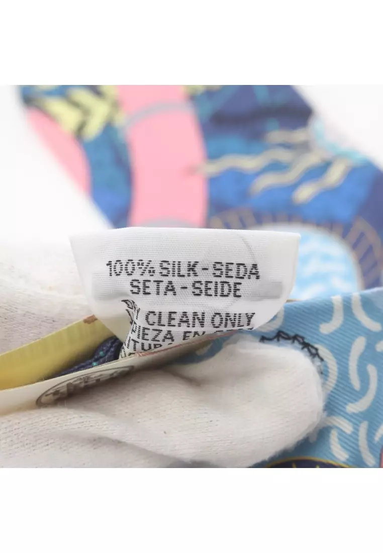 Buy Hermes Preloved Hermès twilly SPLASH PARK ribbon scarf silk blue