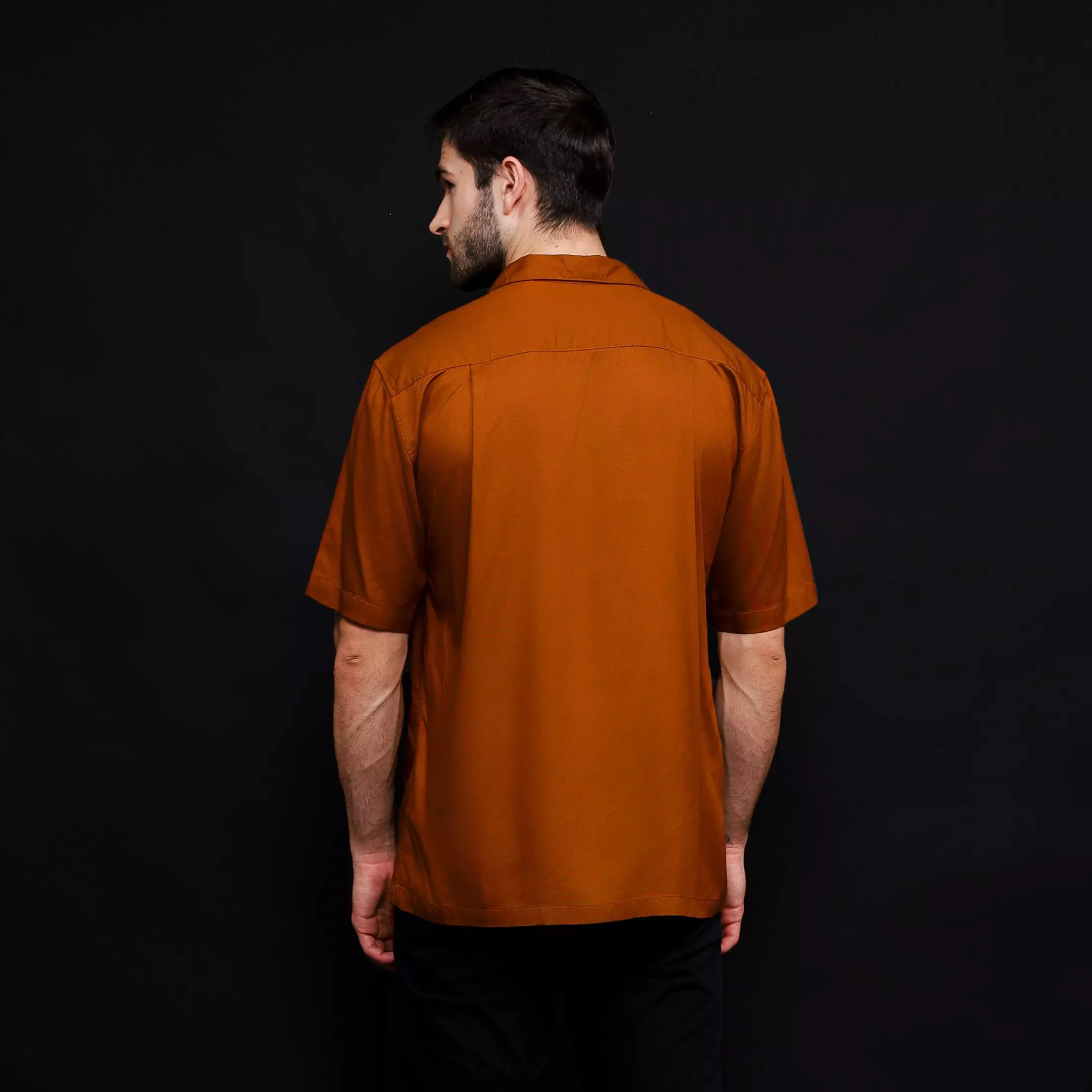 Rayon Collar Kemeja Pendek Polos Caramel