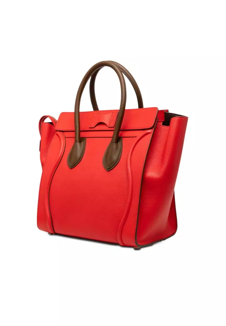 Pre-Loved Celine Mini Bicolor Leather Luggage Tote