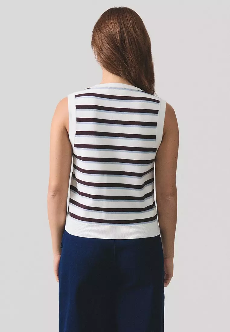 Striped Knit Vest Cardigan​