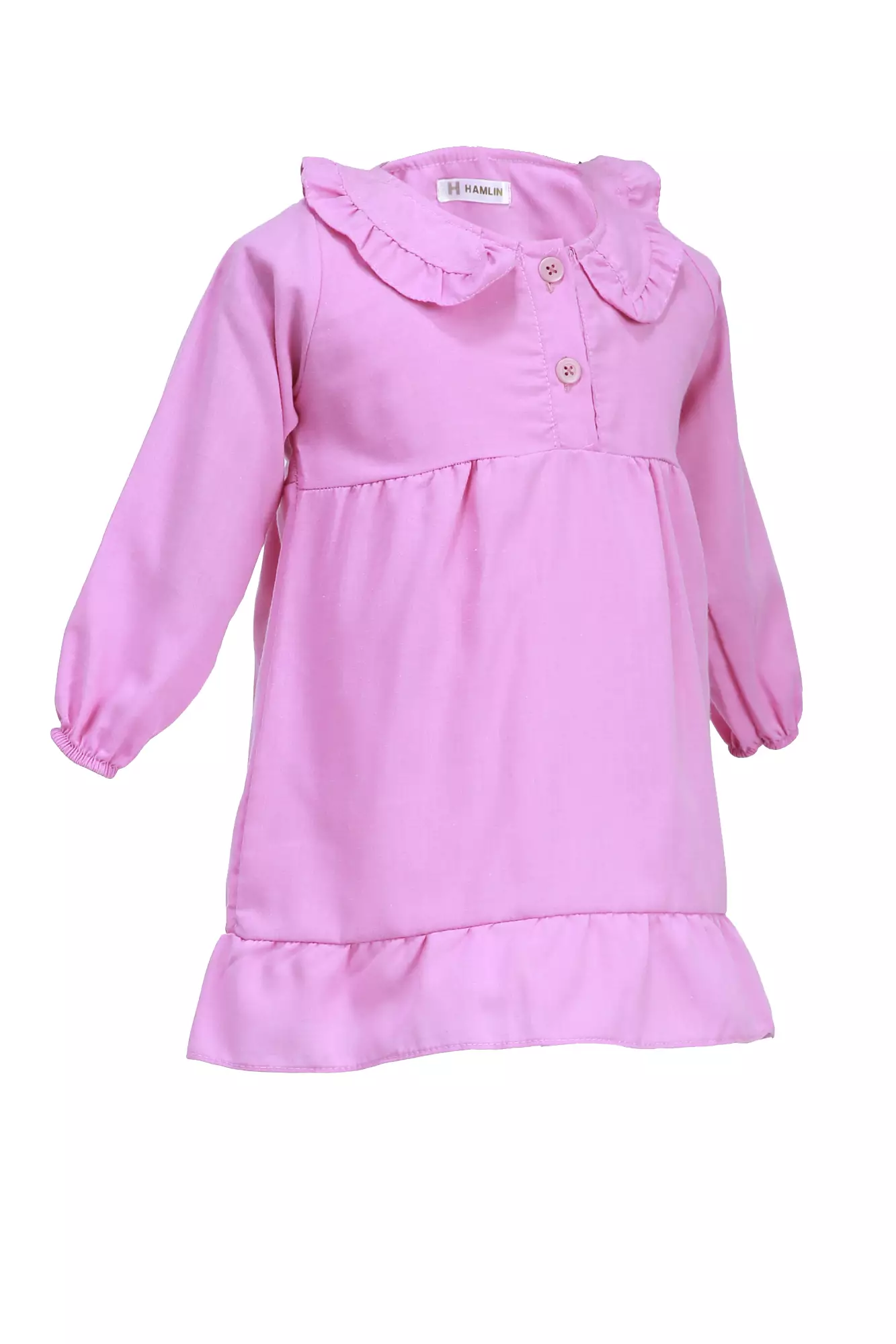 Bianca Dress Kasual Anak Perempuan Motif Polos Kids Tunik Lengan Panjang Material Cotton ORIGINAL - Lilac
