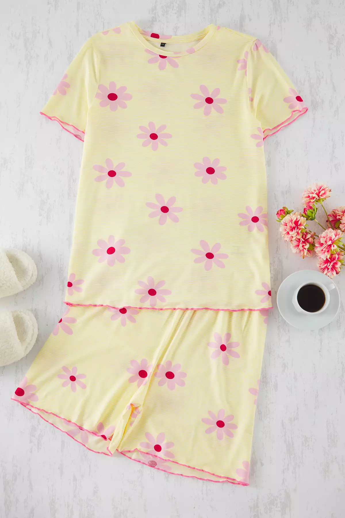 Stripes & Floral print Pyjamas Set