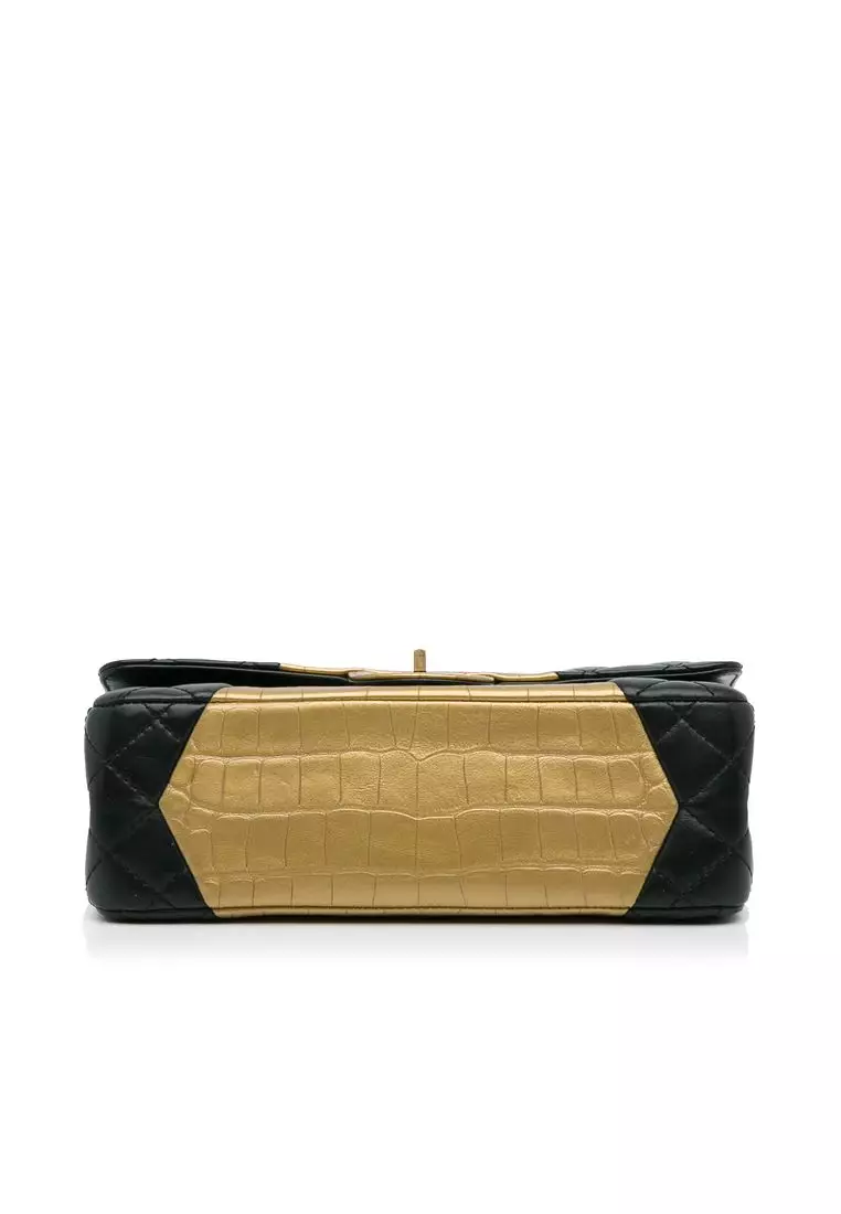 Pre-Loved Chanel Medium Croc Embossed Lambskin 2.55 Reissue Double Flap Bag