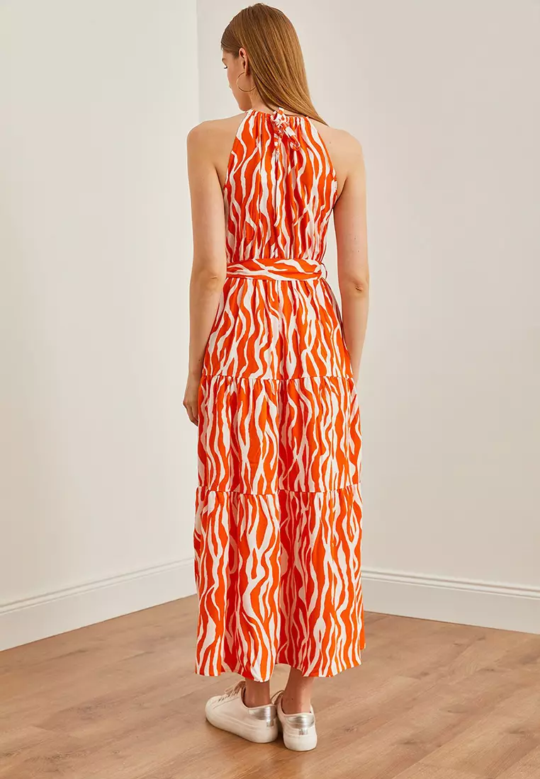 Halter Neck Belted Dress