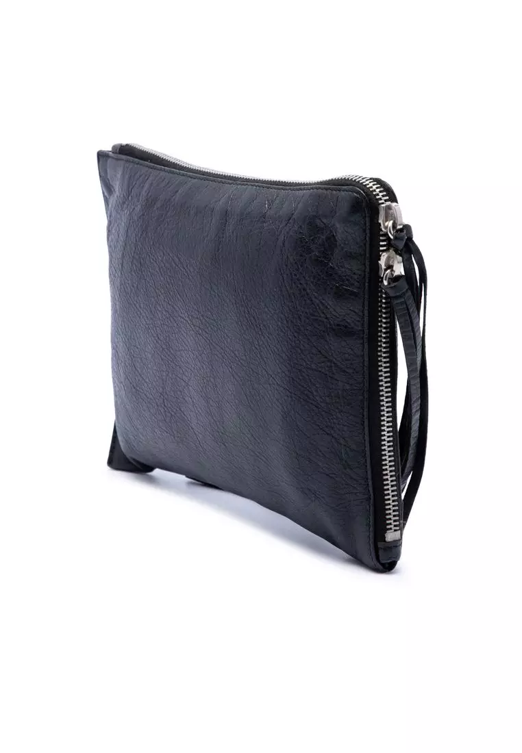 Pre-Loved Balenciaga Lambskin Motocross Classic Flat Clutch