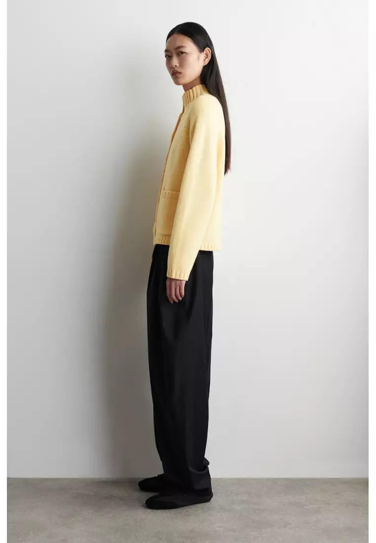 MERINO WOOL FUNNEL-NECK CARDIGAN
