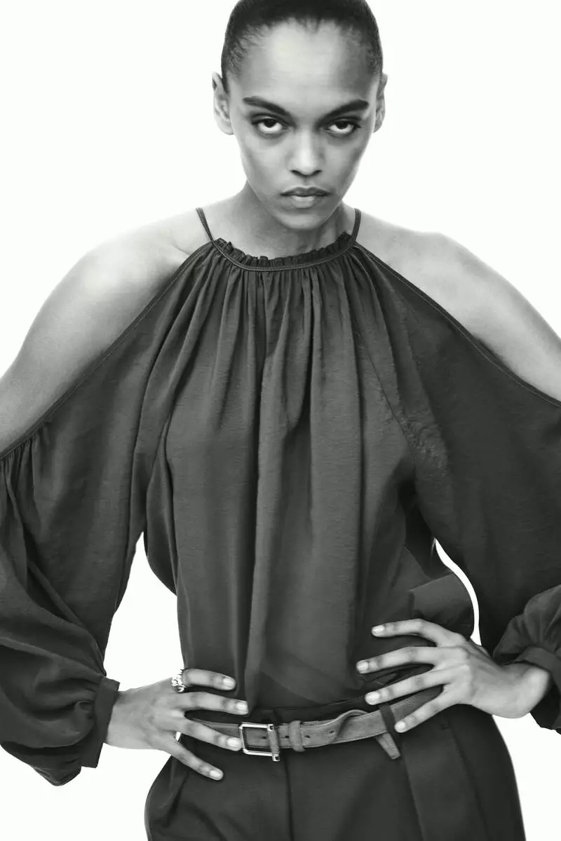 Cold-shoulder blouse