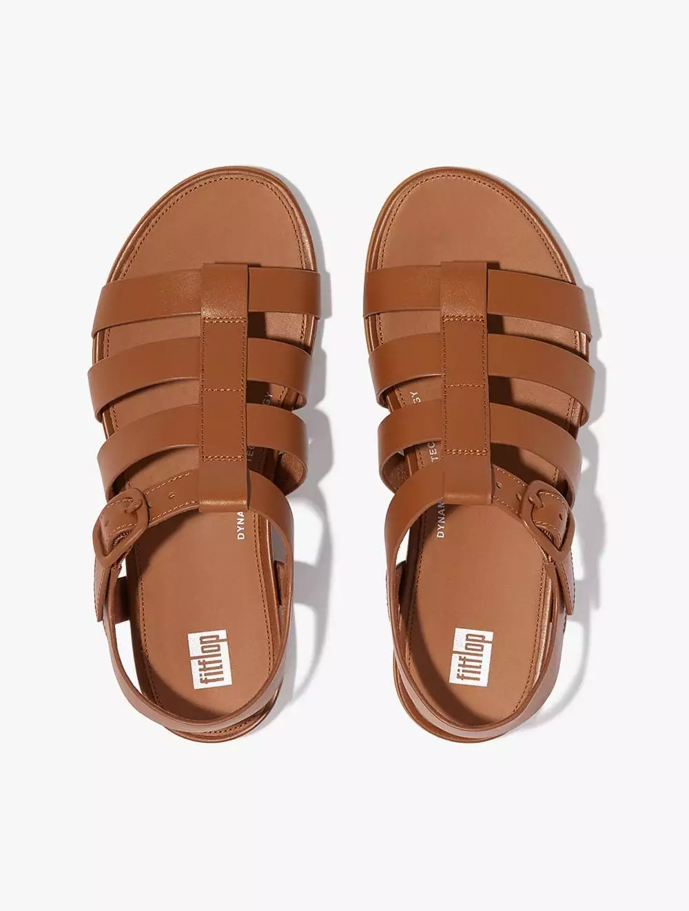 Fitflop Gracie Rubber-Buckle Leather Fisherman Sandals - Light Tan