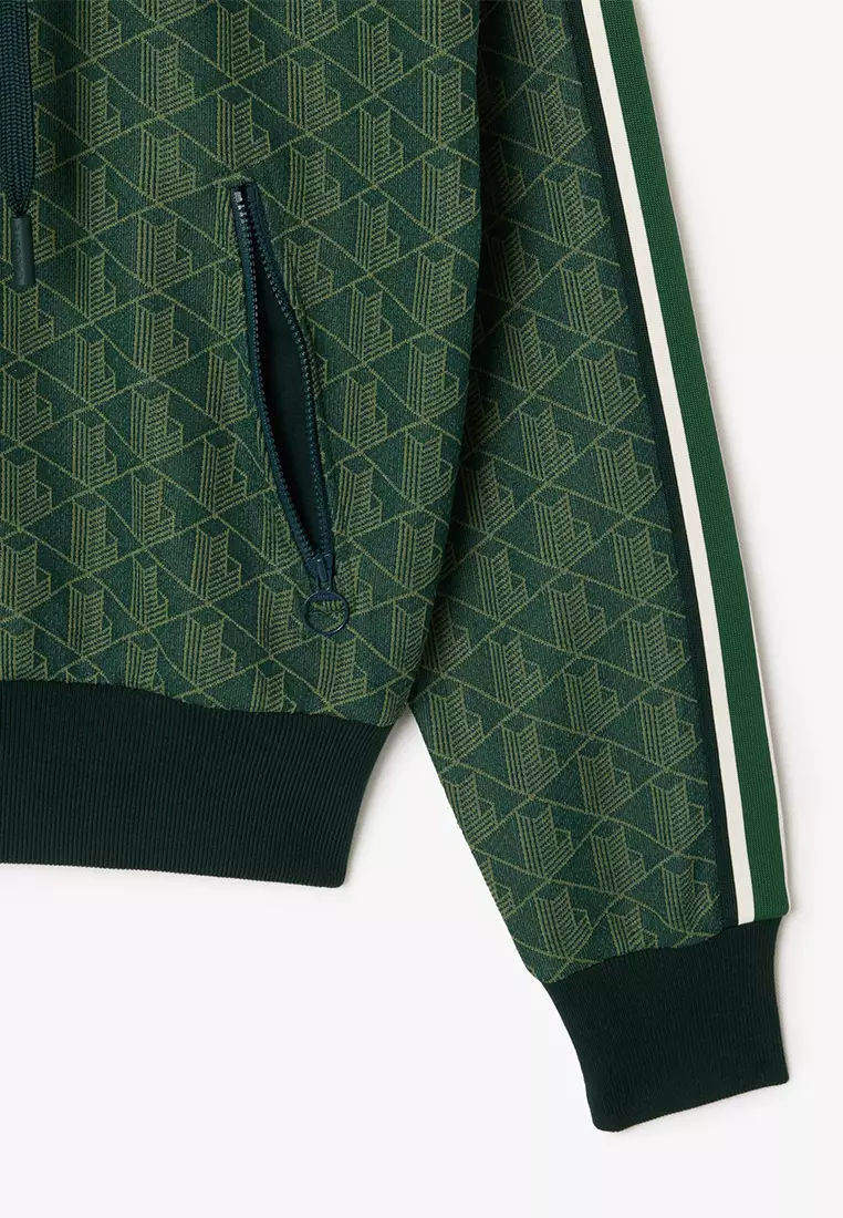 Monogram Jacquard Zip Front Hoodie