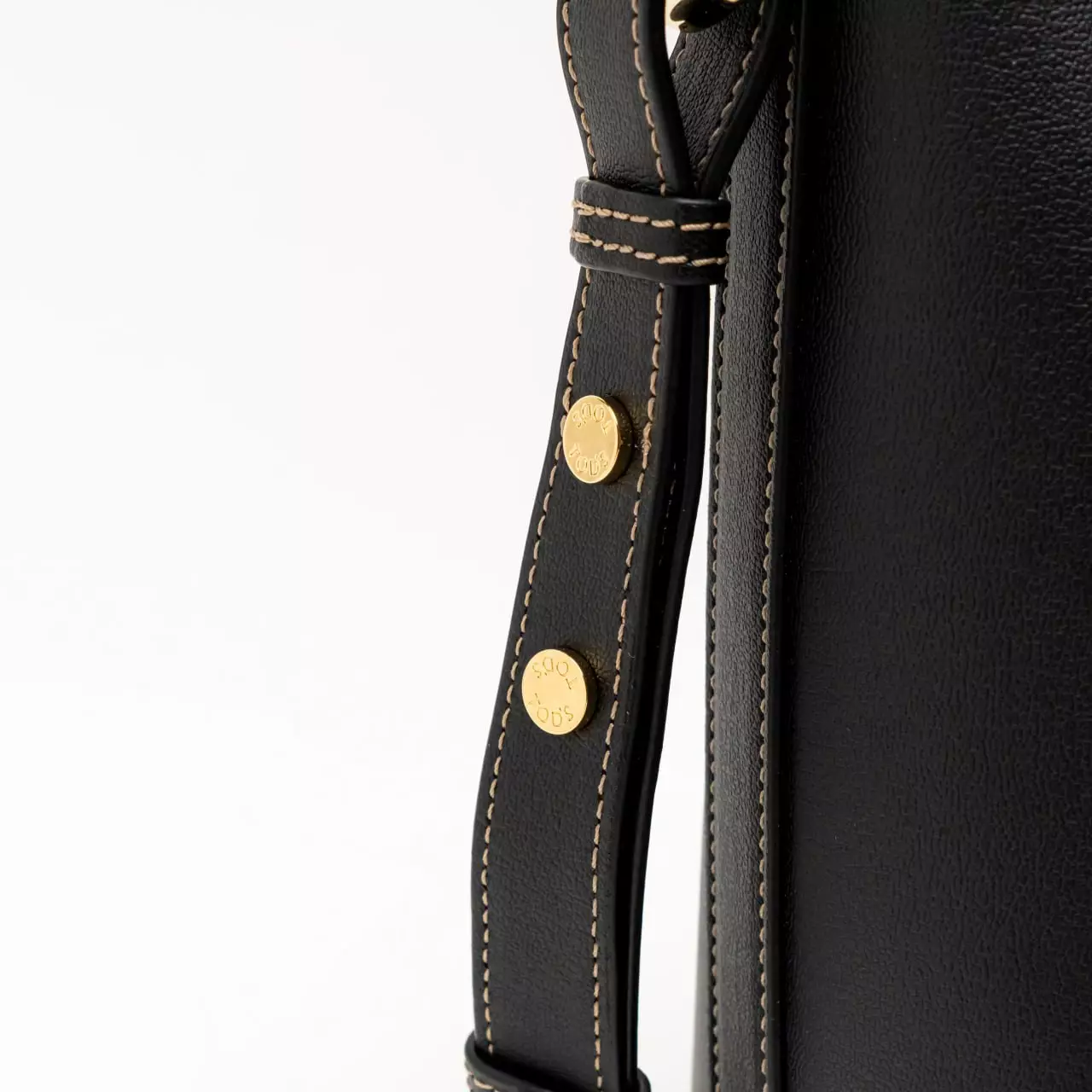 Central Stitching Leather Mini Shopping Bag Black