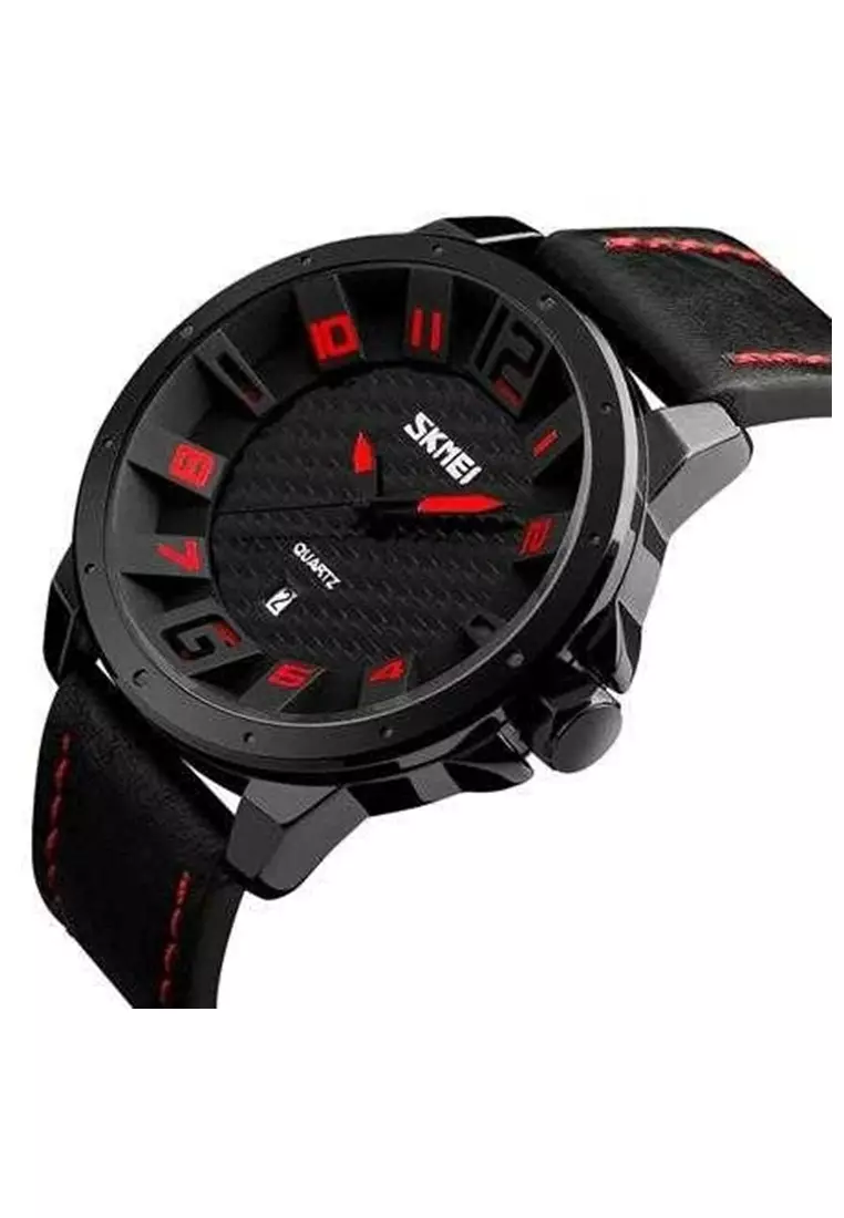 Jam Tangan Kasual Analog Pria Waterproof 30m Strap Tali Material PU Leather LC55 ORIGINAL