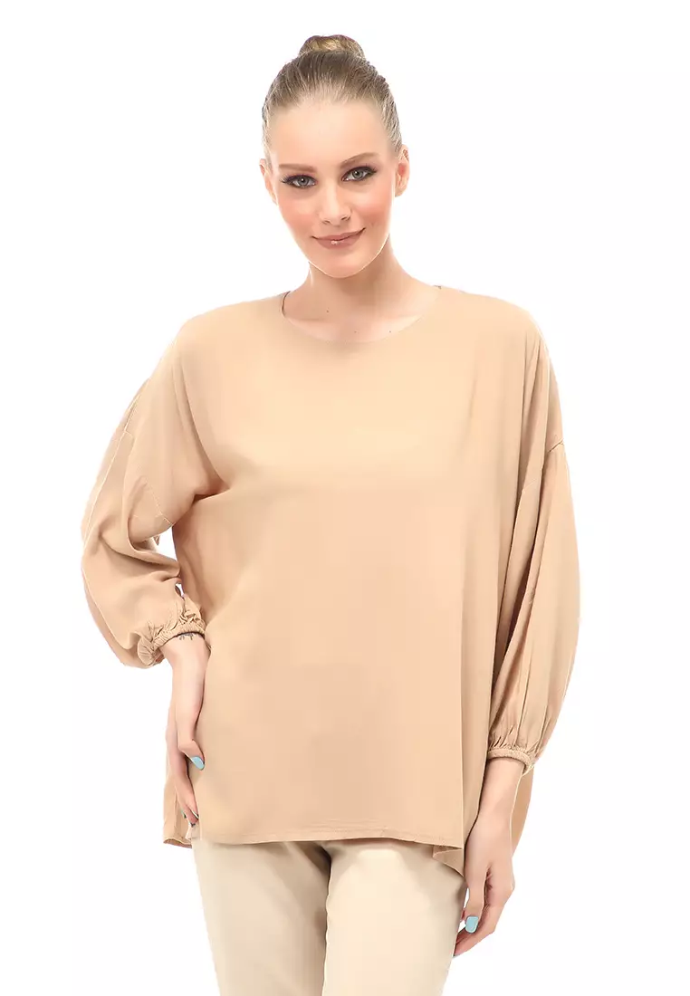 Glory Blouse Oversize Long Sleeves Atasan Wanita Design Simple Motif Polos Relaxed Fit - Milo