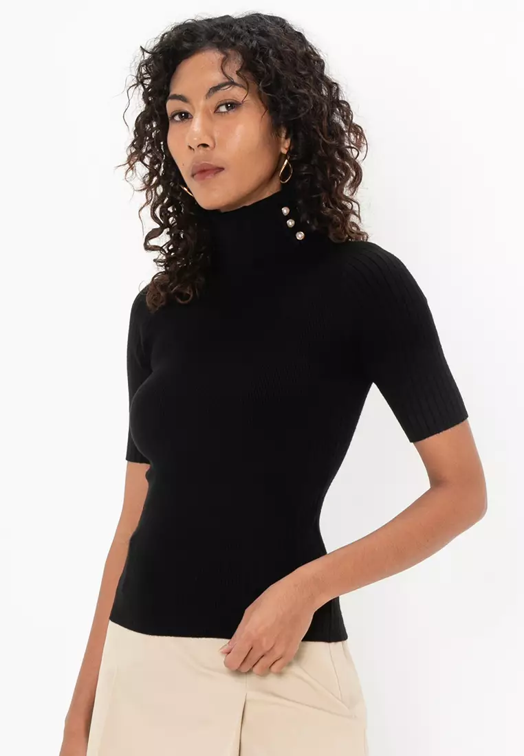 Buy Marciano LENA HIGH NECK RIBBED SS TOP 2025 Online ZALORA