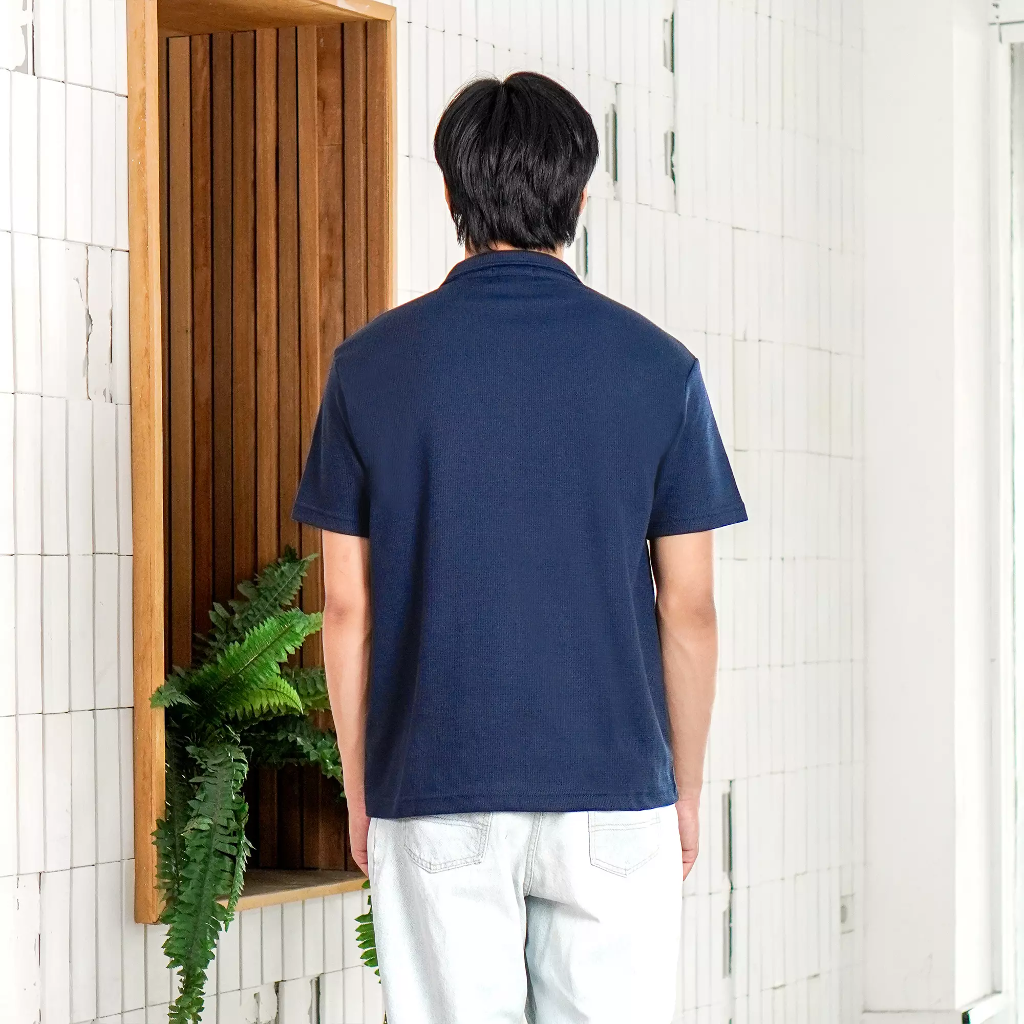 Matsuda Kemeja Pria Lengan pendek Waffle Kasual Sagae