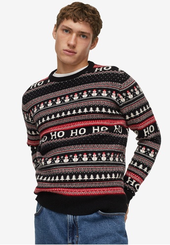 MANGO Man black Christmas Jacquard Sweater A3050AAC432E36GS_1