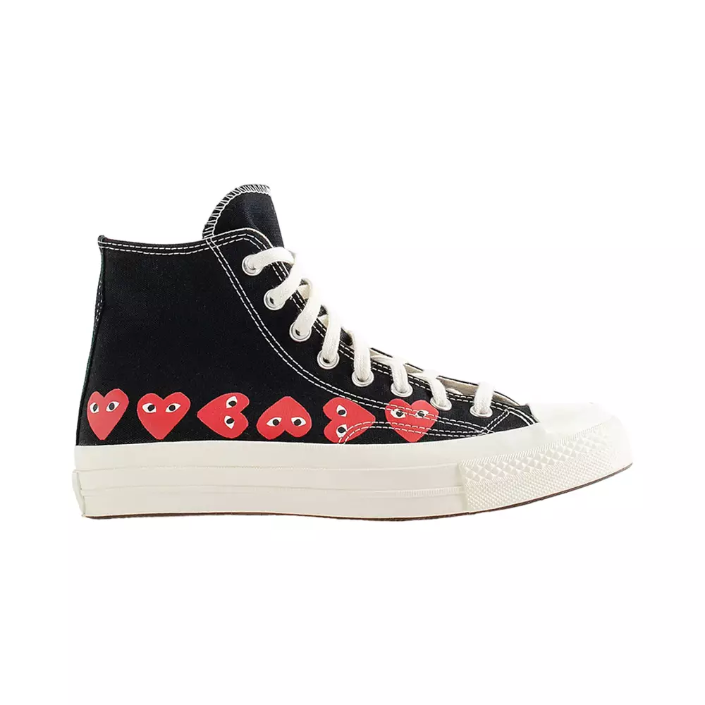 Jual Comme des Garçons Multi Heart Logo High Top Sneakers Black