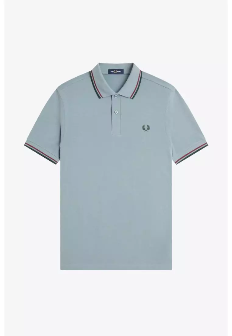 Fred Perry M3600 Twin Tipped Fred Perry Shirt (Stockport Blue / Oxblood / Grassroots)